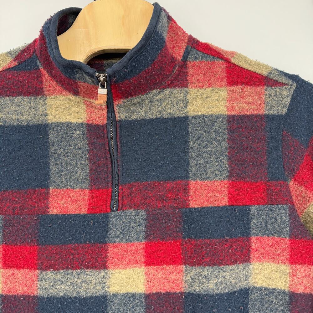 John Wayne Stock‎ & Supply 1/4 Zip Pullover Mens XXL Blue Red Tan Heavyweight